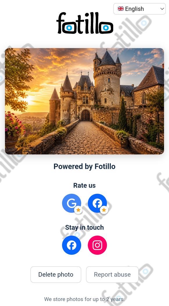 Fotoseite aus Sicht des Gastes