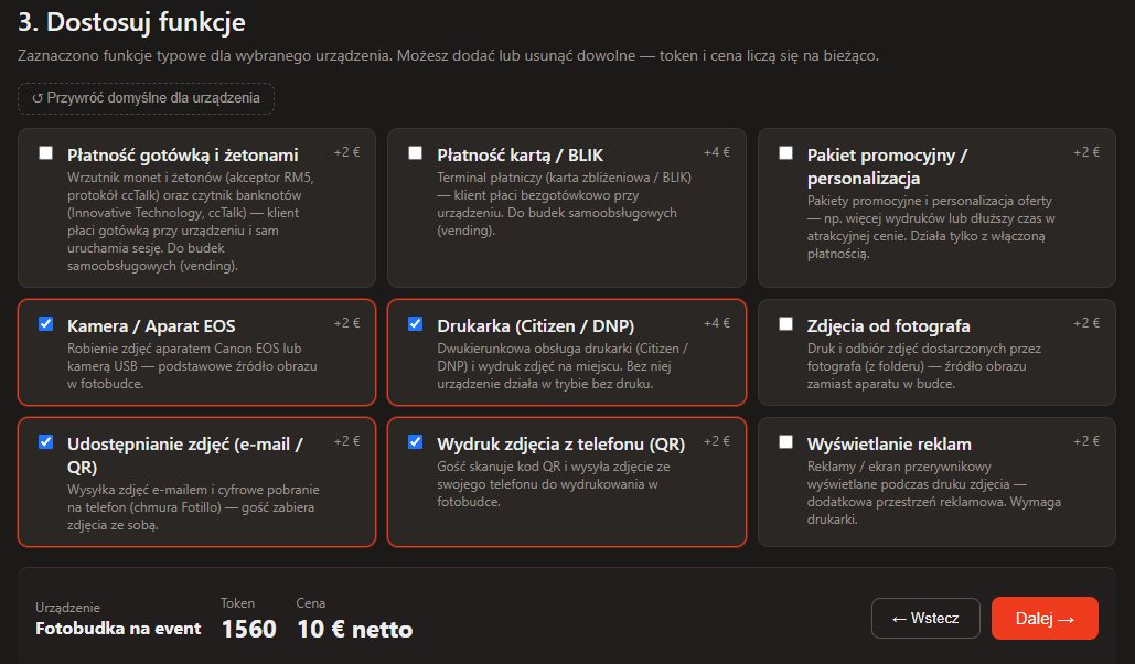 Konfigurator — wybór urządzenia i funkcji
