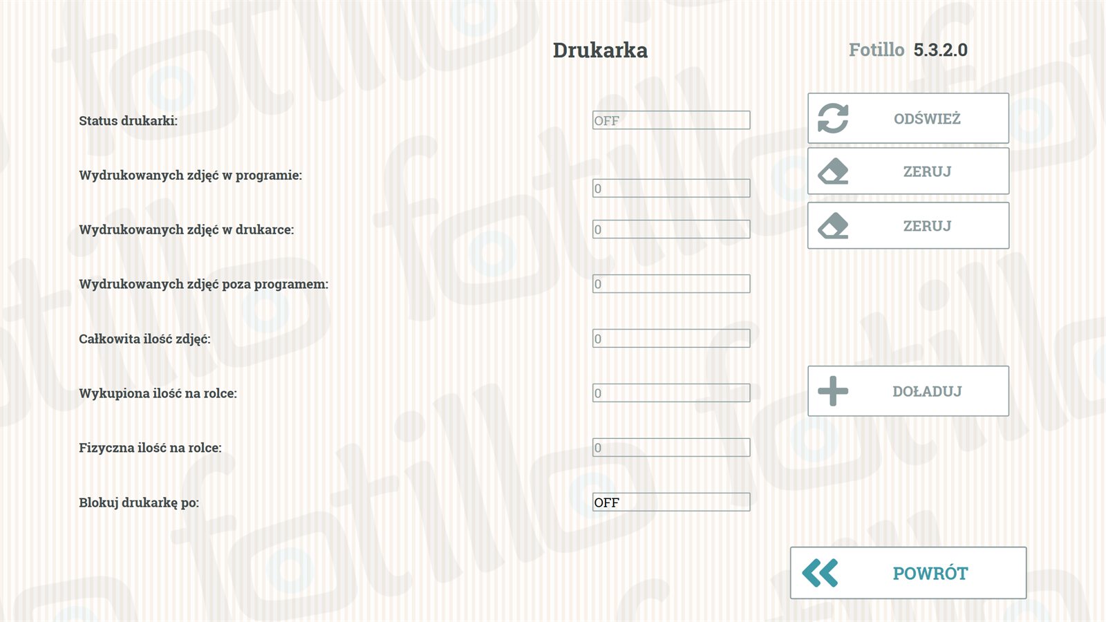 Menu drukarki F2