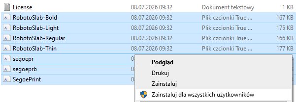 Instalacja czcionek