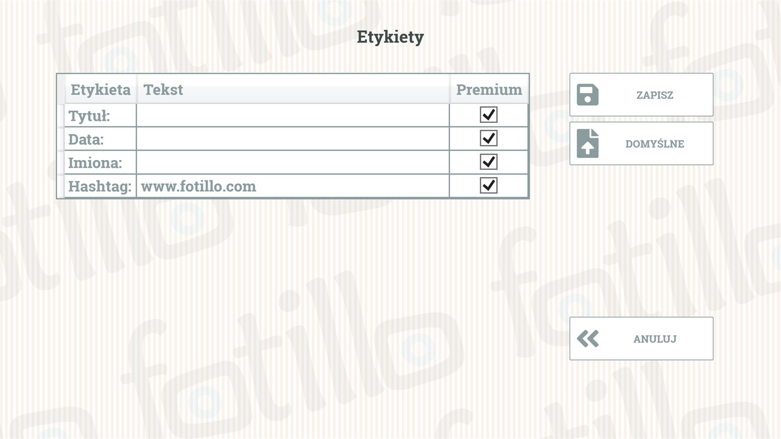 Menu etykiet F3