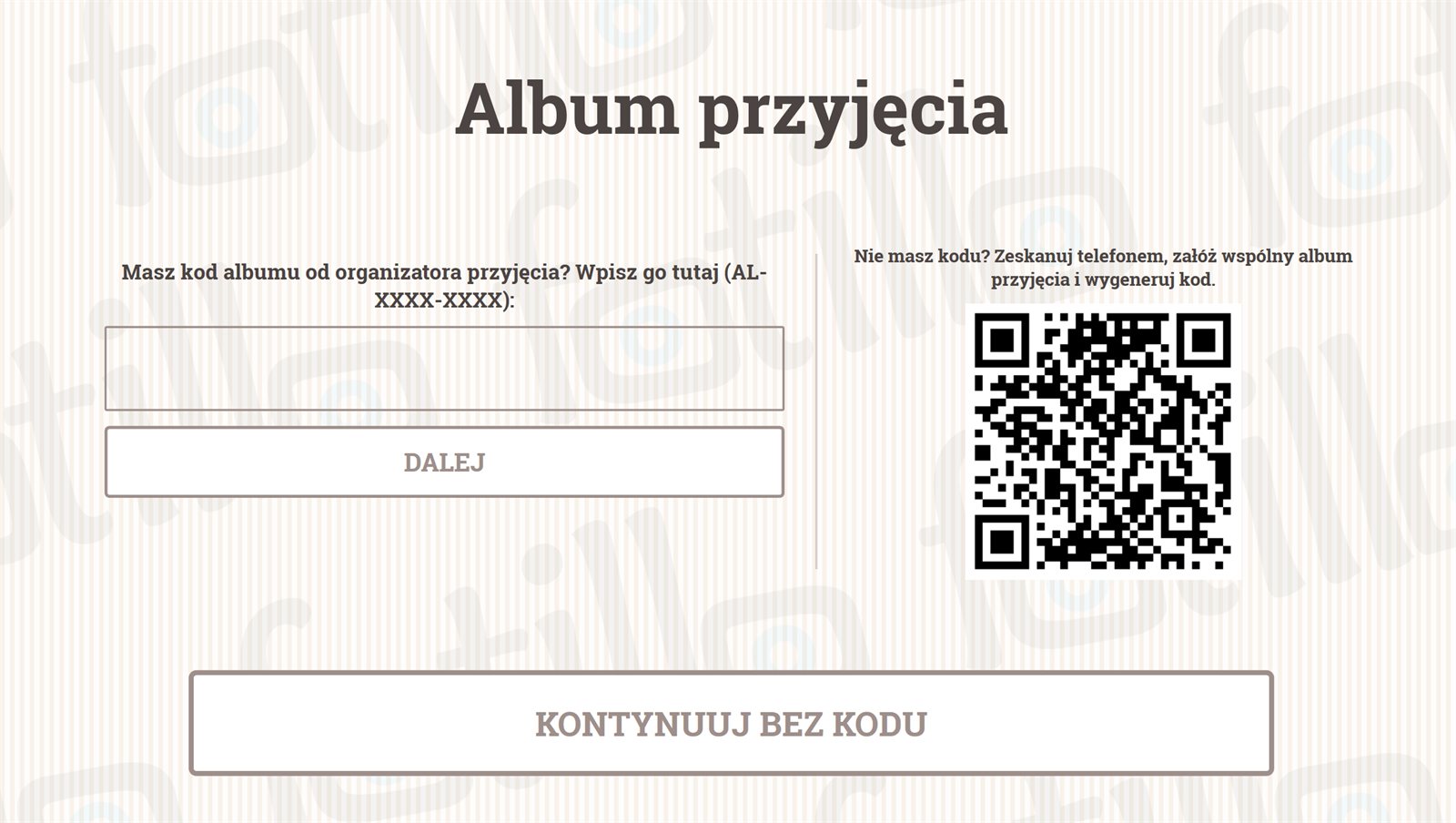 Ekran kodu przyjecia po wykupie pakietu