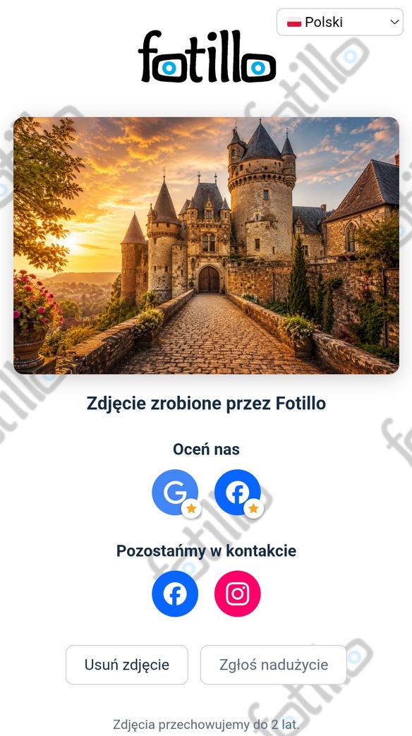 Strona ze zdjęciem widziana przez gościa