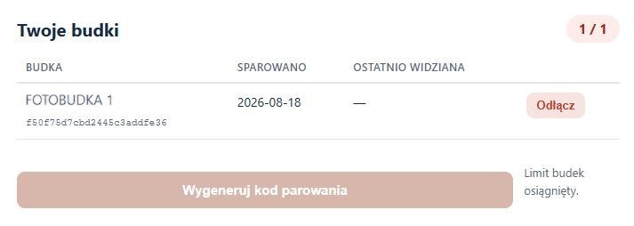 Lista Twoje budki w panelu Chmury